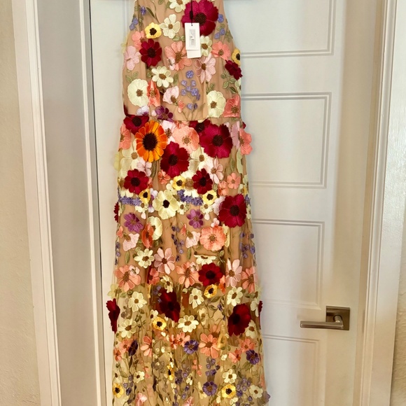 Milly | Dresses | Milly Hannah 3d Floral Embroidered Maxi Dress | Poshmark